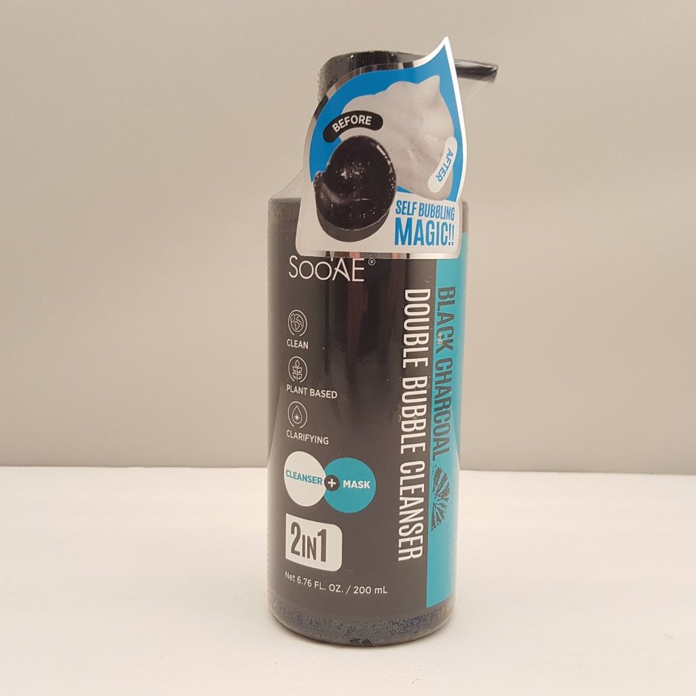 SOO'AE Black Charcoal Double Bubble Cleanser | 2 IN 1 | 6.76 FL. OZ.
